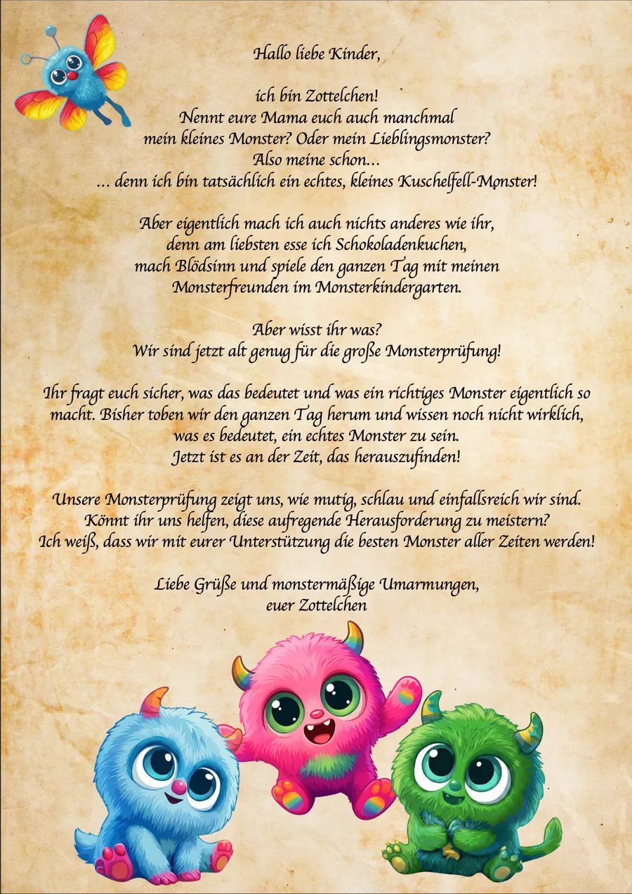 Schnitzeljagd Monster – Brief an die Kinder