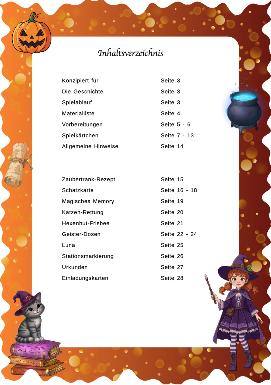 Schnitzeljagd Halloween – Inhaltsverzeichnis