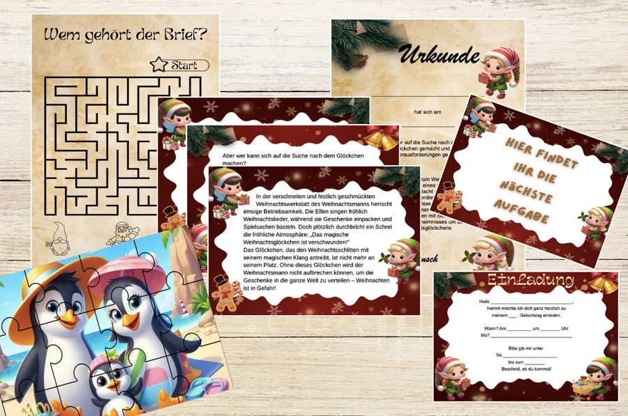 Schnitzeljagd Weihnachten – Produktübersicht (3–6 Jahre) – Umfang je nach Variante